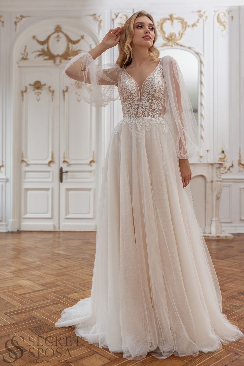Свадебное платье от бренда SECRET SPOSA 'Сильва' в стиле - С рукавами